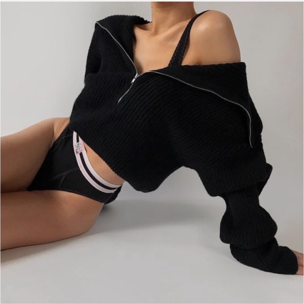 For Love and Lemons funnel neck zip sweater
